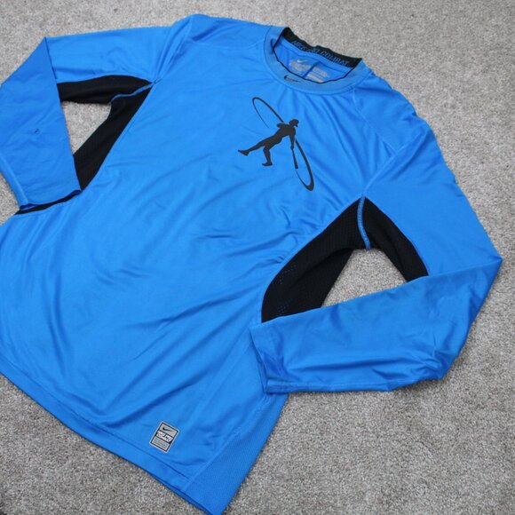 Nike Pro Combat Shirt Adult Medium Blue Swingman Fitted Long Sleeve Pullover - Picture 5 of 15